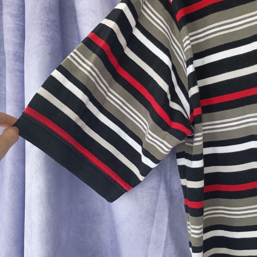 South Pole Striped Polo Shirt Black Red Gray Y2K Streetwear Size Large - Picture 4 of 9